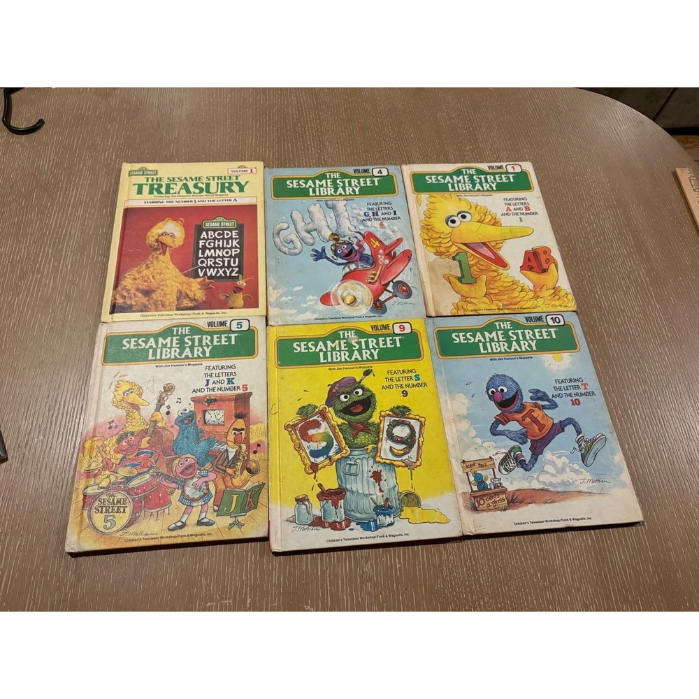 Vintage Sesame Street Library Book Lot 1983 Childrens TV Workshop 6 Books GUC